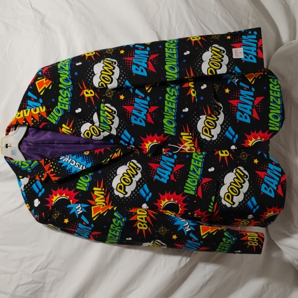 (X-61) SALE! OppoSuits Men's Two Button Badaboom Phrases Blazer Sz.38 Worn 1X